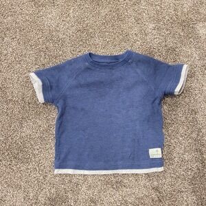 Carters Blue Waffle Knit Short Sleeve T Shirt Good Vibes Palm Tree Logo Size 18m